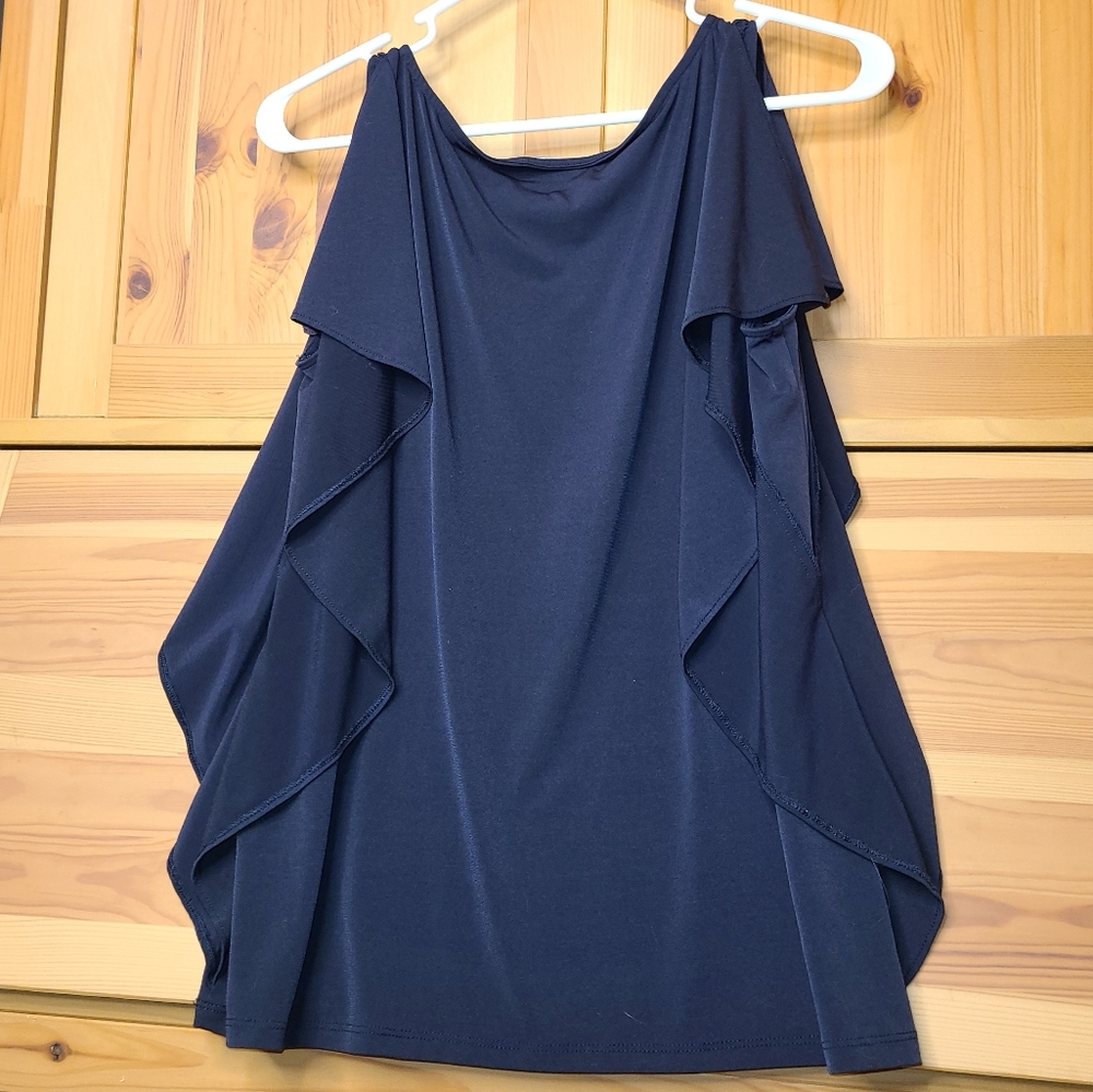 Navy Blue Flowy Tank Top / Sleeveless Blouse - M - Picture 1 of 4
